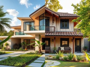 A split side by side photos of a new and resale house for comparison. 