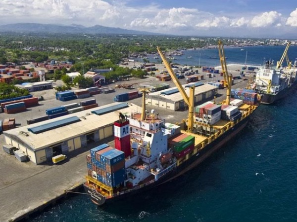 A container ship docked in a port in General Santos City