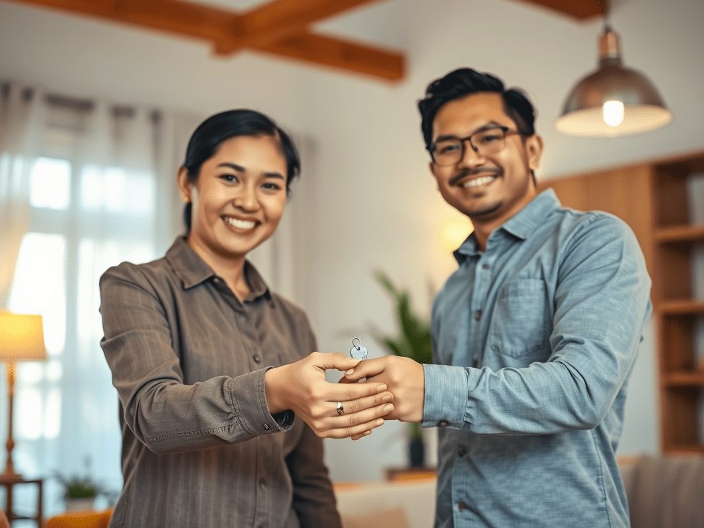 Your 12-Month Home Buying Plan – Months 4–6: Property Research and Site Visits 4 a real estate agent handing over keys to a happy