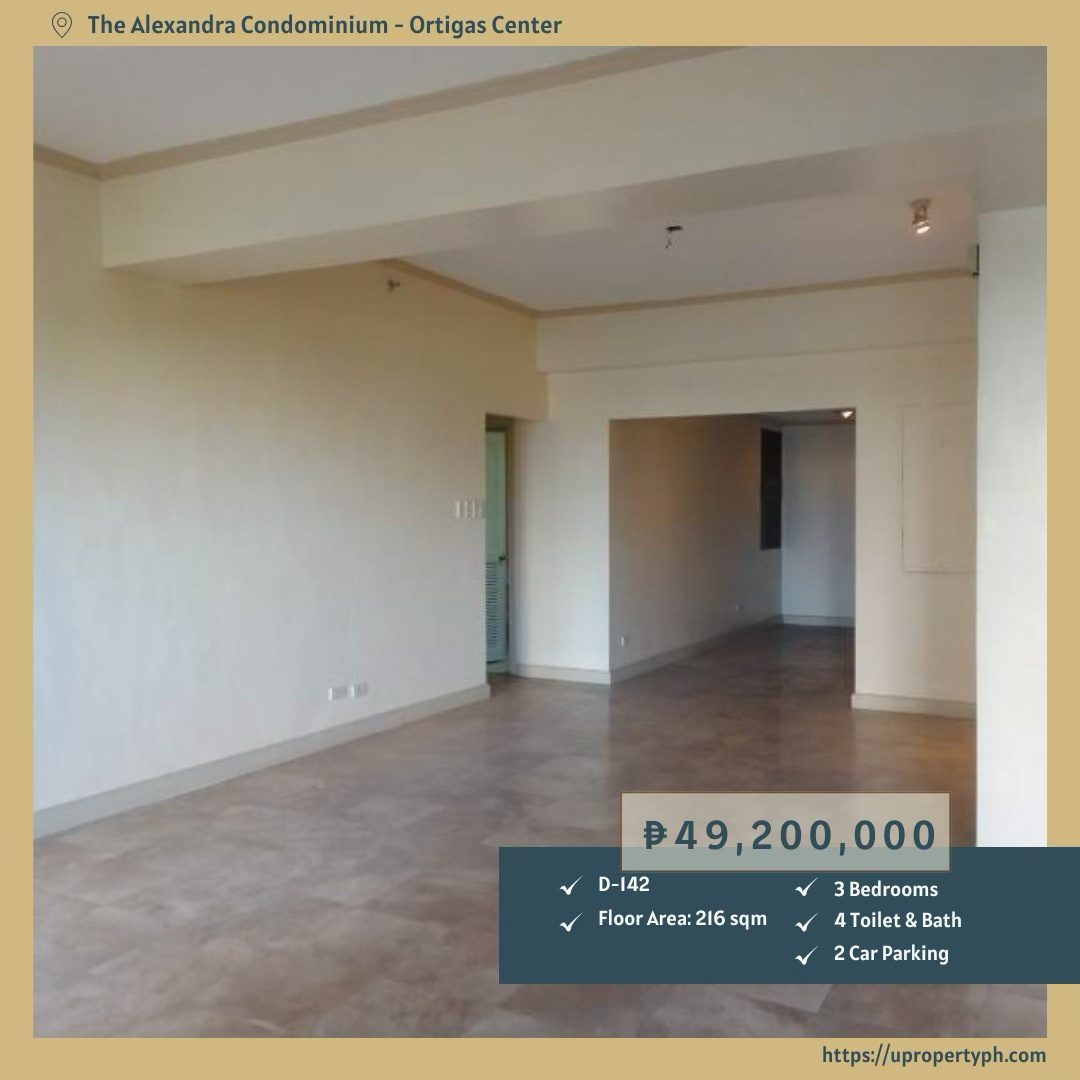 Spacious 3-Bedroom Condo for Sale at The Alexandra, Meralco Avenue ...