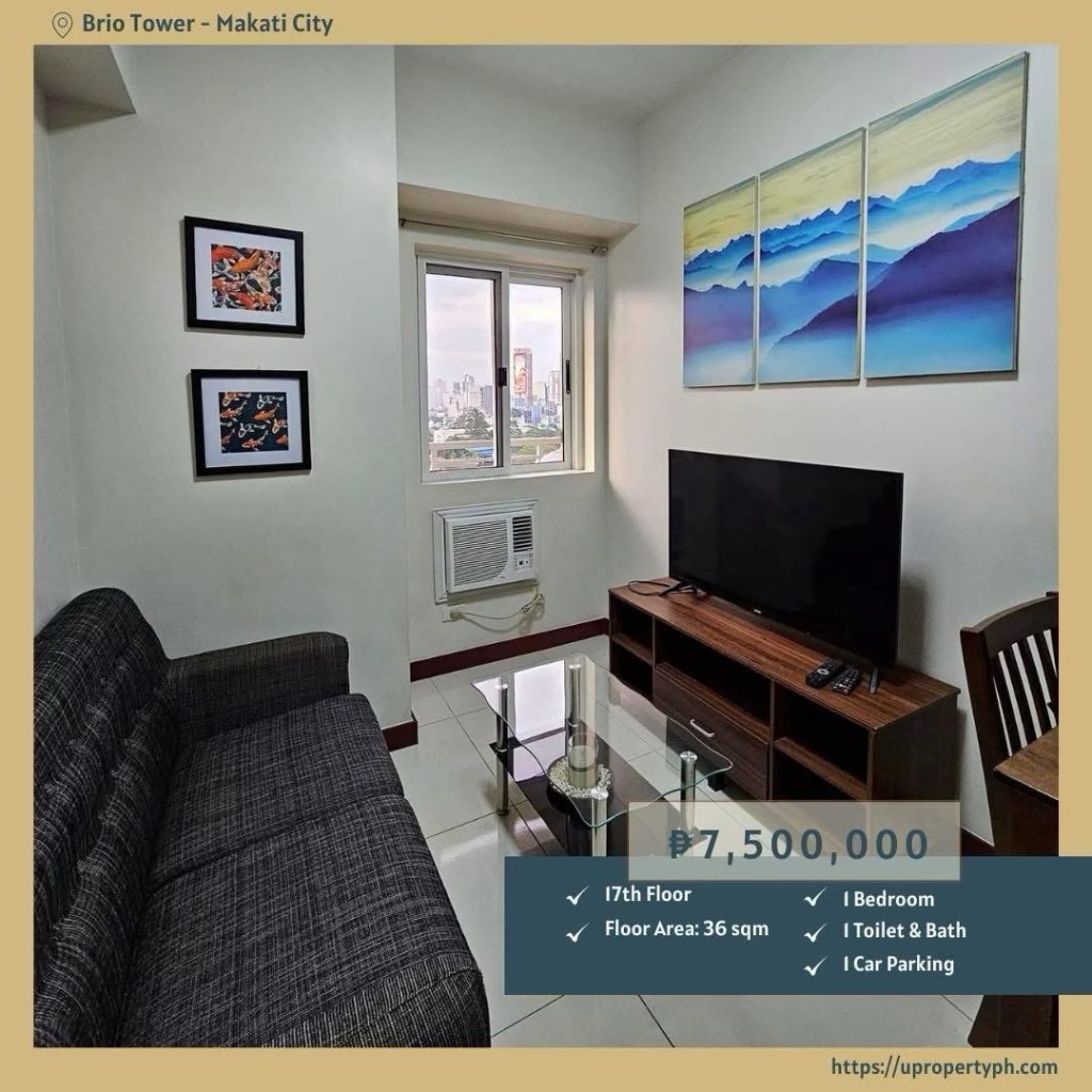 Discover Elevated City Living: Fully Furnished 1-Bedroom Condo for Sale with Balcony at Brio Tower, Makati&nbsp;City