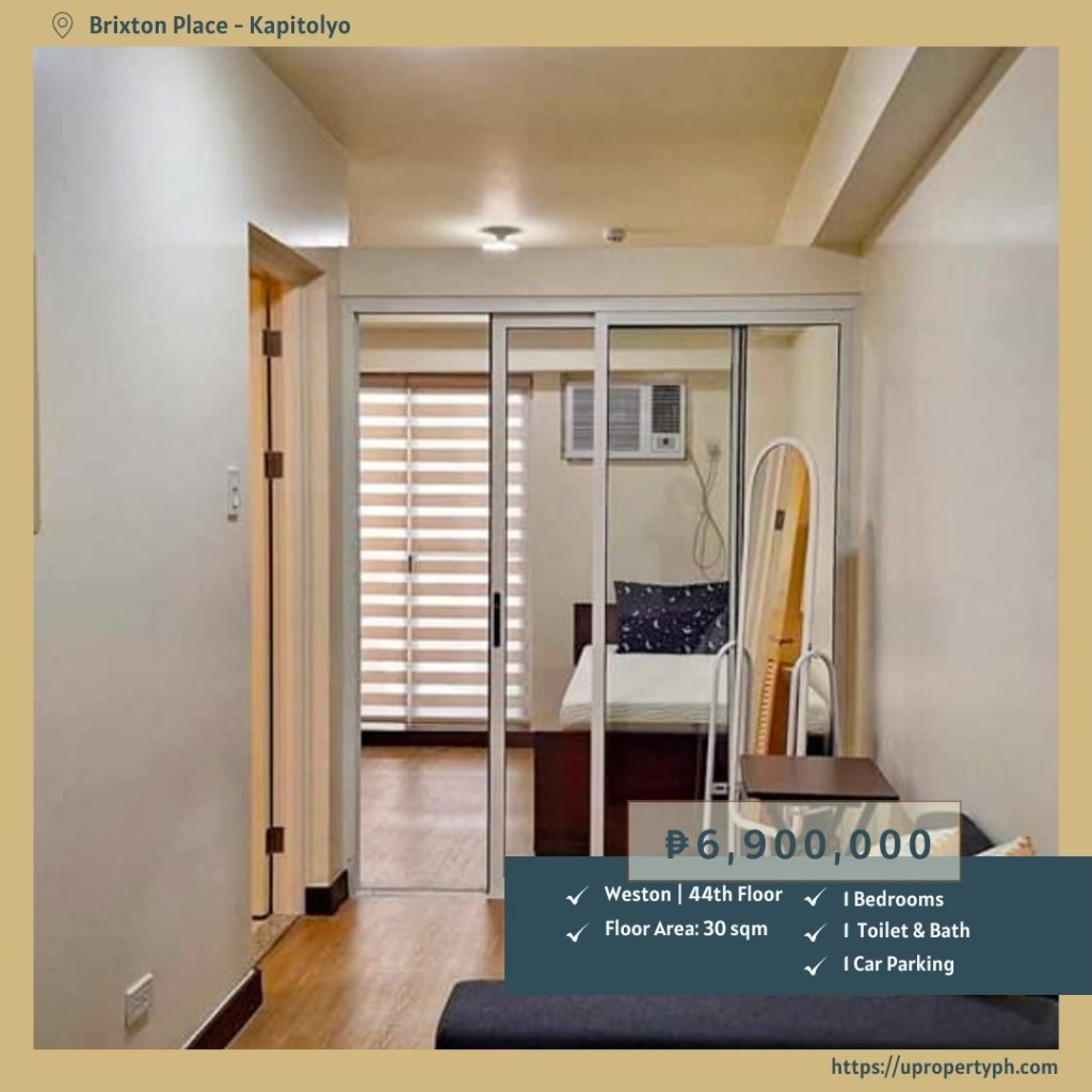 Furnished 1-Bedroom Condo with Parking for Sale at Brixton Place, Kapitolyo, Pasig&nbsp;City