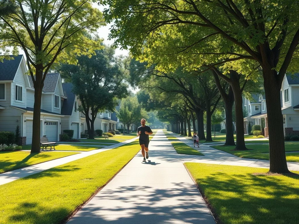 Family neighborhood adjacent to a green park and nature trail – ideal homes for active dads who love jogging, biking, and outdoor recreation
