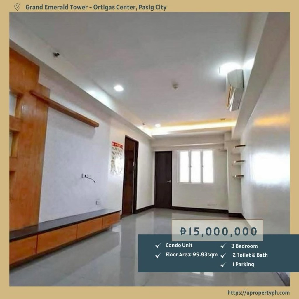 Spacious 3-Bedroom Corner Condo for Sale at Grand Emerald Tower, Ortigas&nbsp;Center