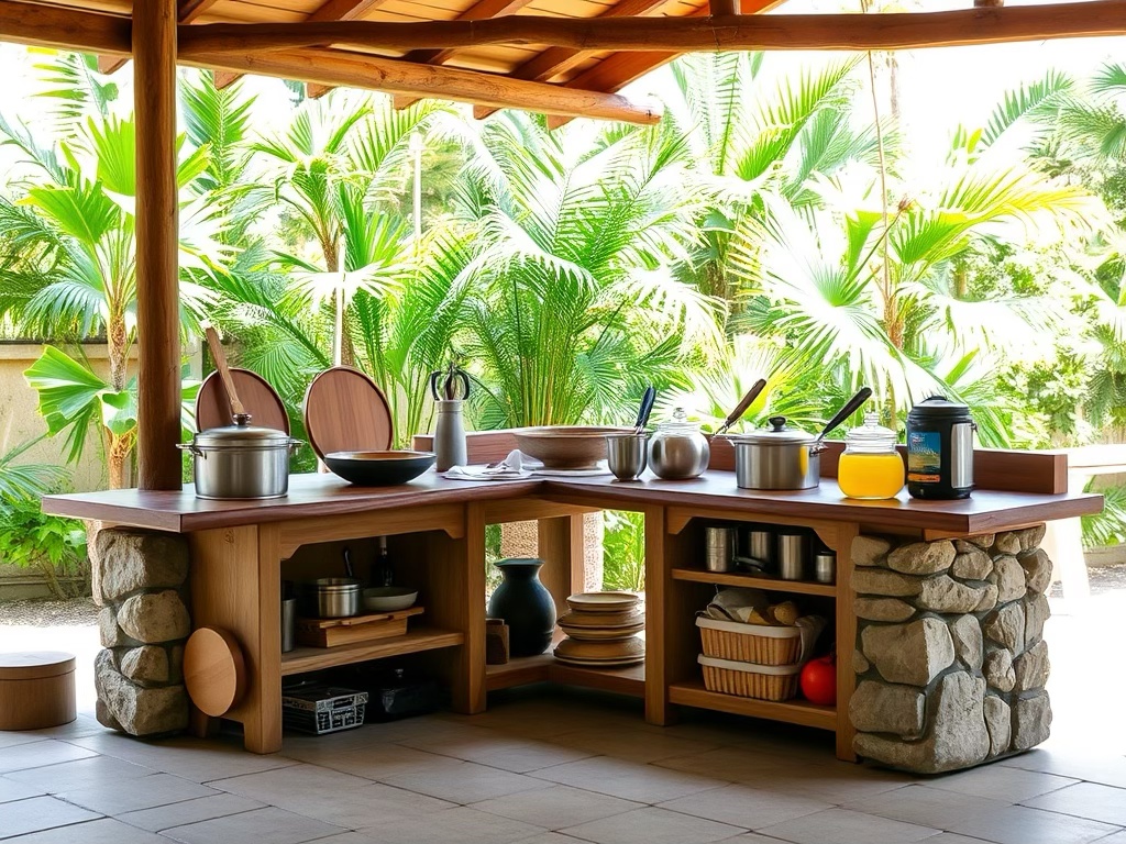 A functional outdoor cooking station