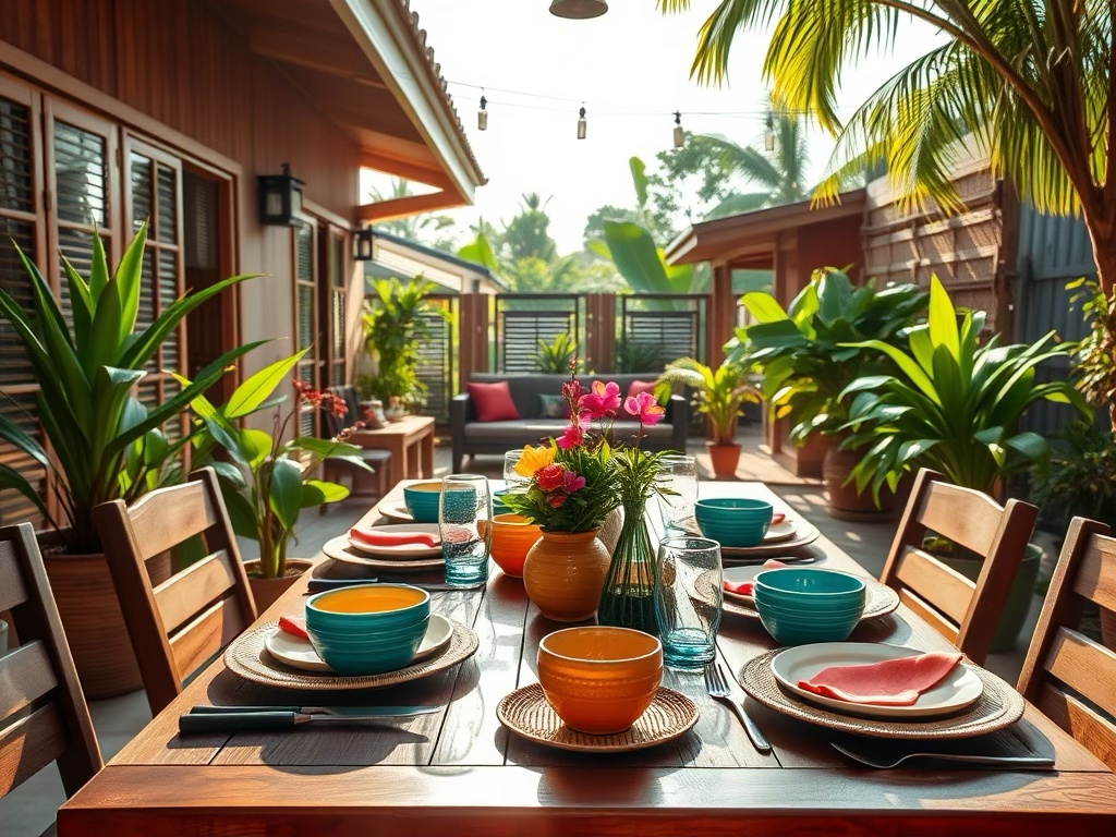 An outdoor dining space