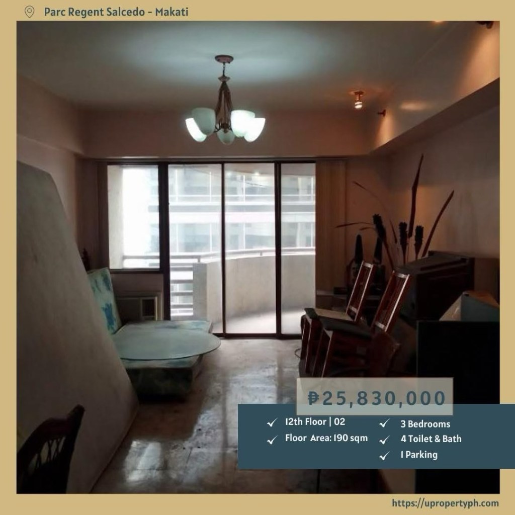 Spacious 3-Bedroom Condo for Sale in Parc Regent, Salcedo Village, Makati&nbsp;City