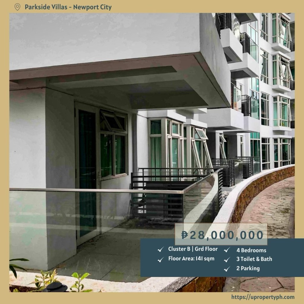 For Sale: Spacious 4-Bedroom Ground Floor Condo with 2 Parking Slots at Parkside Villas, Newport City,&nbsp;Pasay