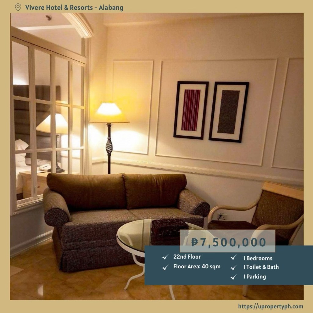 Live in Style: Fully Furnished 1-Bedroom Condo for Sale at Vivere Hotel and Resorts,&nbsp;Alabang