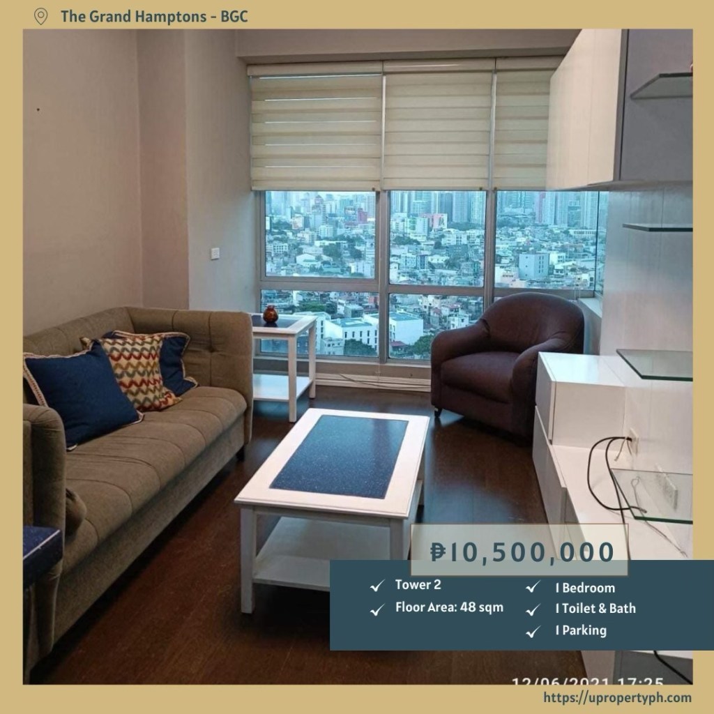 Fully Furnished 1-Bedroom Condo for Sale at The Grand Hamptons, BGC | High-Zone Unit with&nbsp;Parking