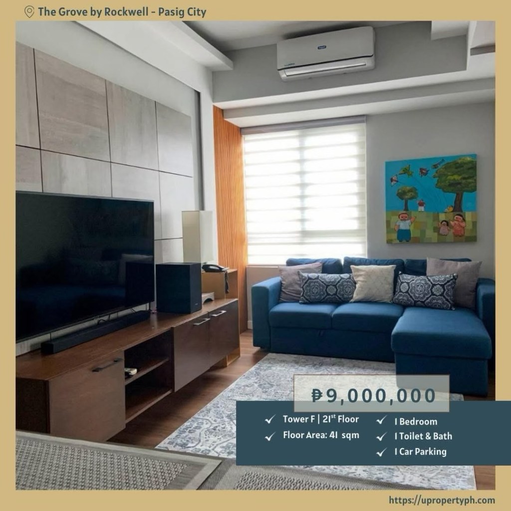 For Sale: 1-Bedroom Furnished Condo with Parking at The Grove by Rockwell, Ugong, Pasig&nbsp;City