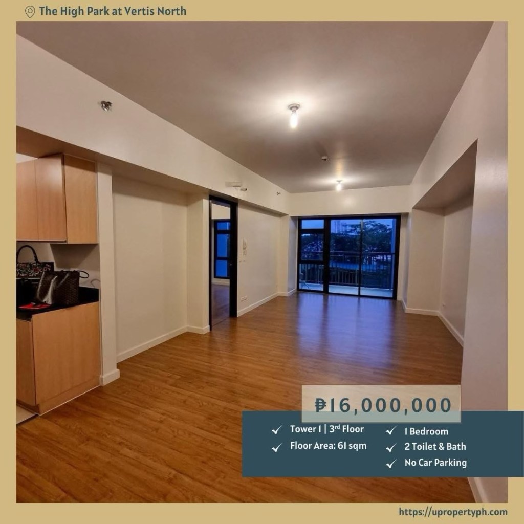 For Sale: 1-Bedroom Condo with Balcony in The High Park at Vertis North, Quezon&nbsp;City