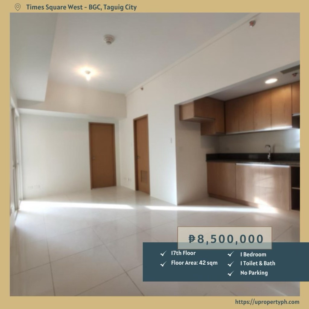 For Sale: 1-Bedroom Condo at Times Square West, BGC Taguig | 42 sqm – 17th&nbsp;Floor