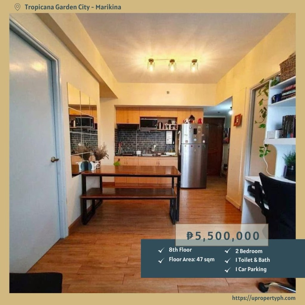 For Sale: Furnished 2-Bedroom Corner Unit at Tropicana Garden City, Marikina&nbsp;City