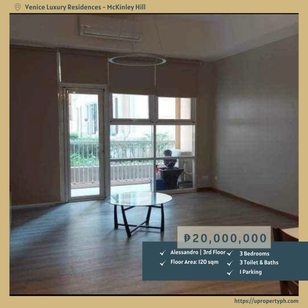 FOR SALE: 3-Bedroom Condo at Venice Luxury Residences, McKinley Hill, Taguig&nbsp;City