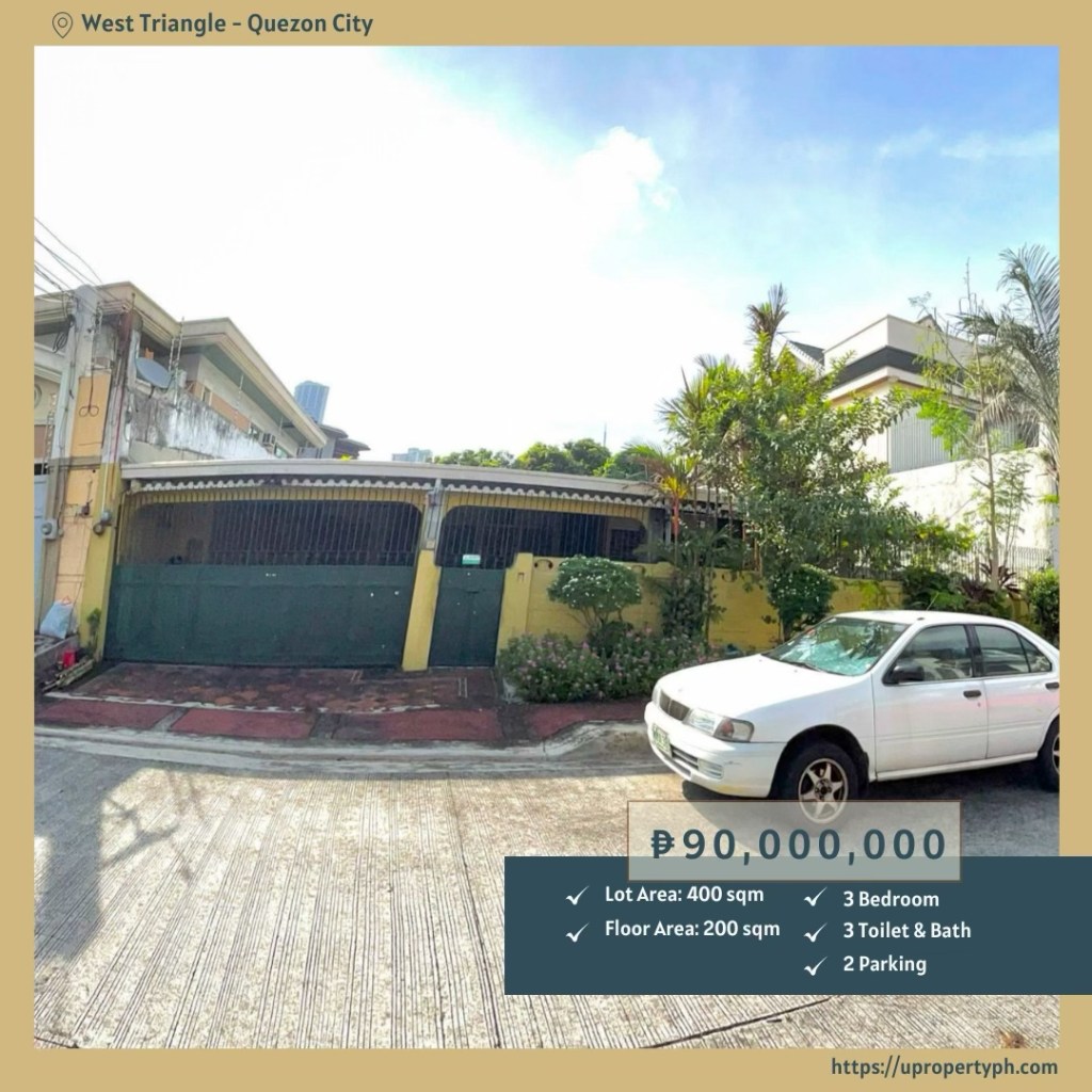 For Sale: Prime House and Lot in West Triangle, Quezon City — 400 sqm Lot |&nbsp;₱90,000,000