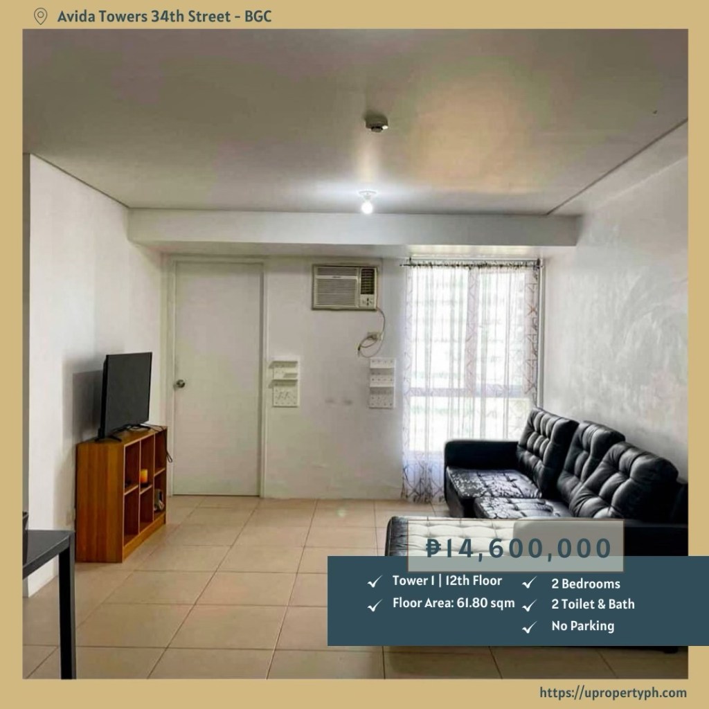 For Sale: Semi-Furnished 2-Bedroom Condo at Avida Towers 34th Street, BGC, Taguig&nbsp;City