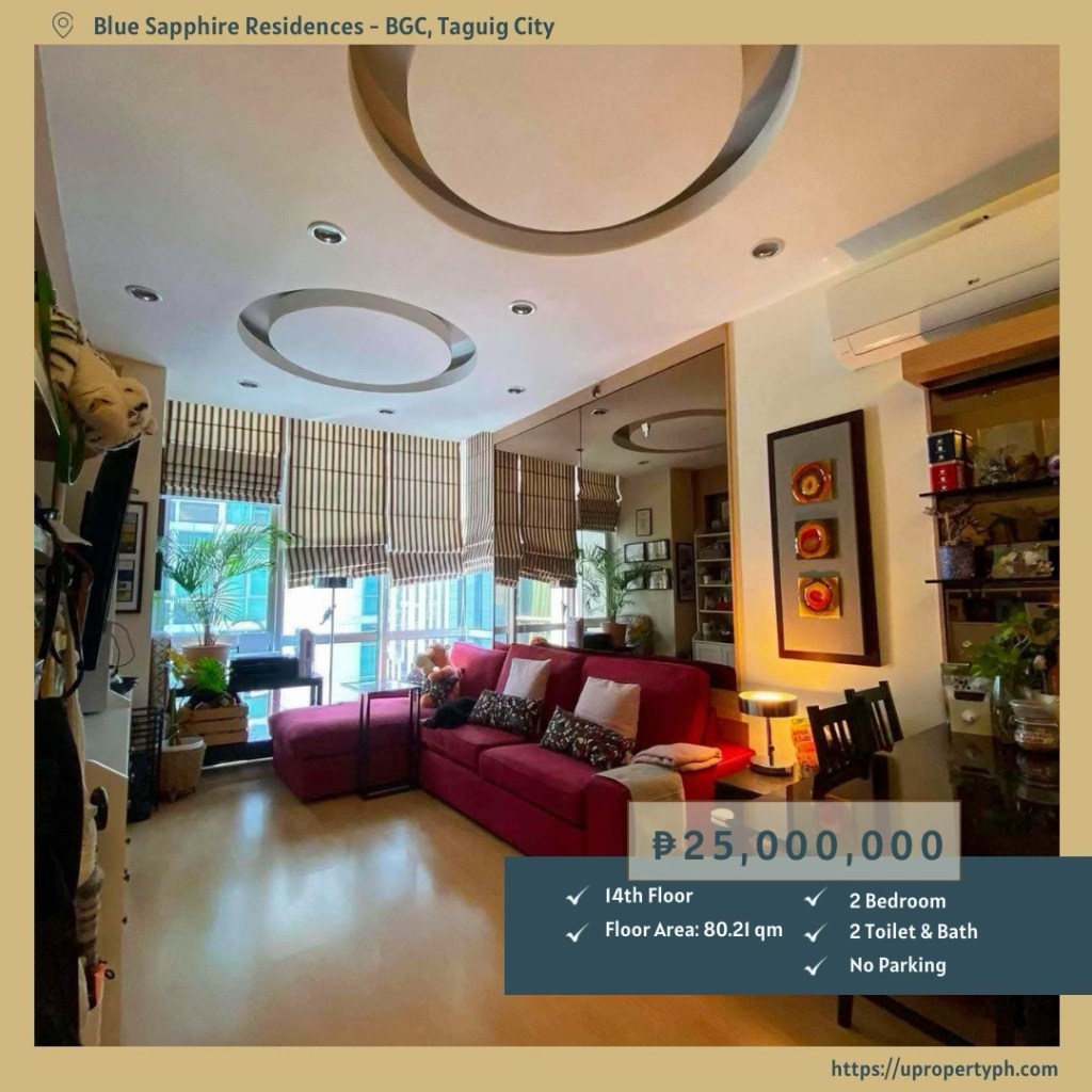 For Sale: Fully Furnished 2-Bedroom Condo at Blue Sapphire Residences, BGC, Taguig&nbsp;City