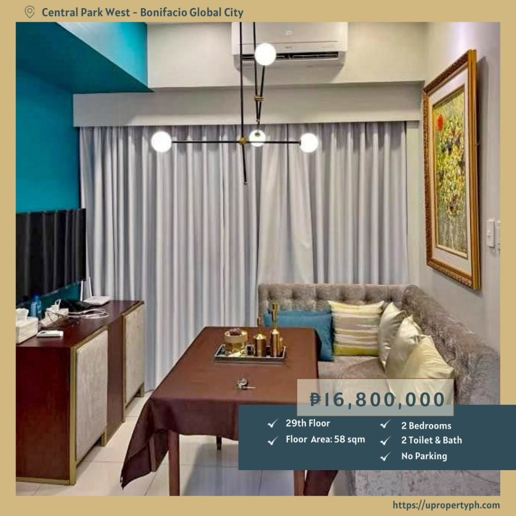 For Sale: Furnished 2-Bedroom Condo at Central Park West, BGC, Taguig&nbsp;City