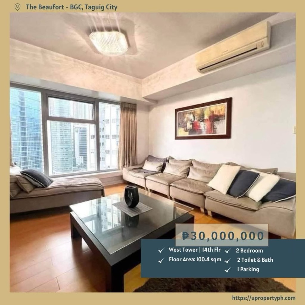 For Sale: Furnished 2-Bedroom Condo with Parking at The Beaufort,&nbsp;BGC