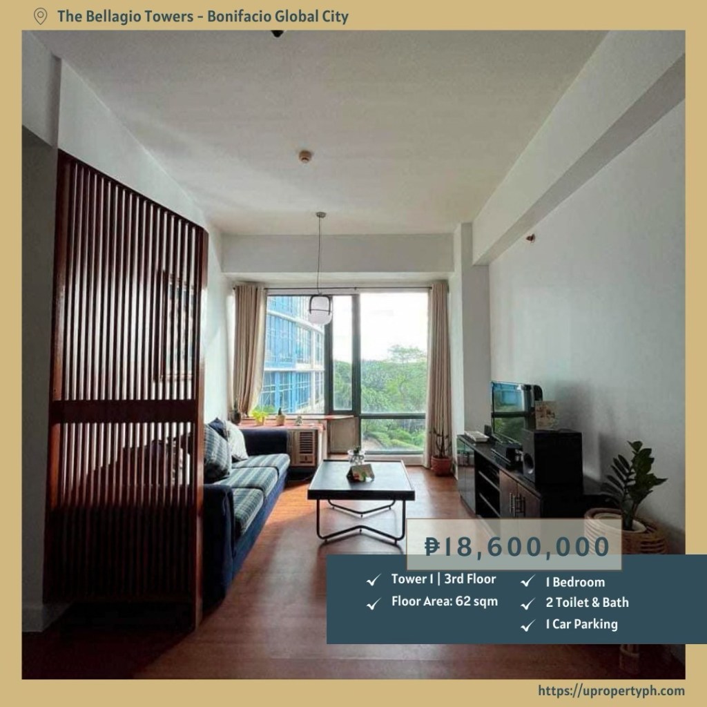 For Sale: Furnished 1-Bedroom Condo with Parking at The Bellagio Towers,&nbsp;BGC