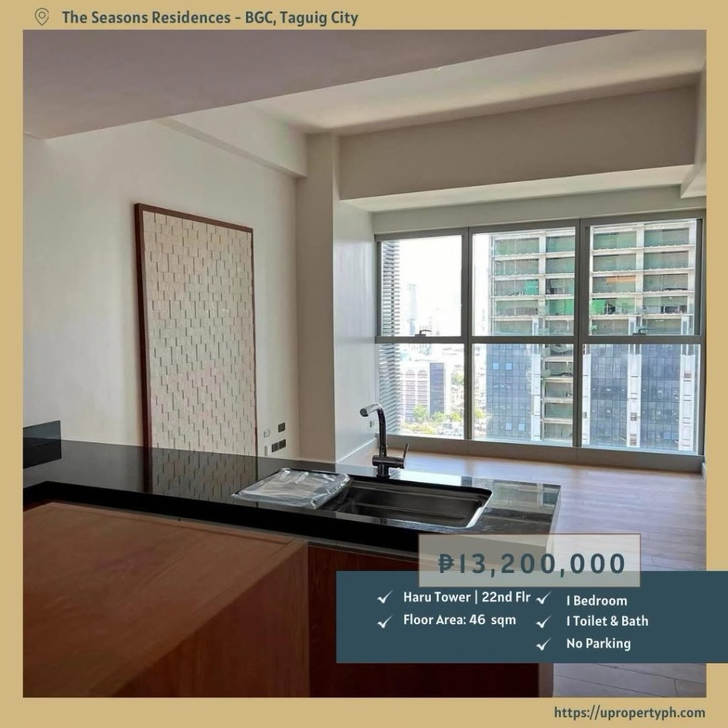 1-Bedroom Condo for Sale in The Seasons Residences – Haru Tower, BGC | 46&nbsp;sqm