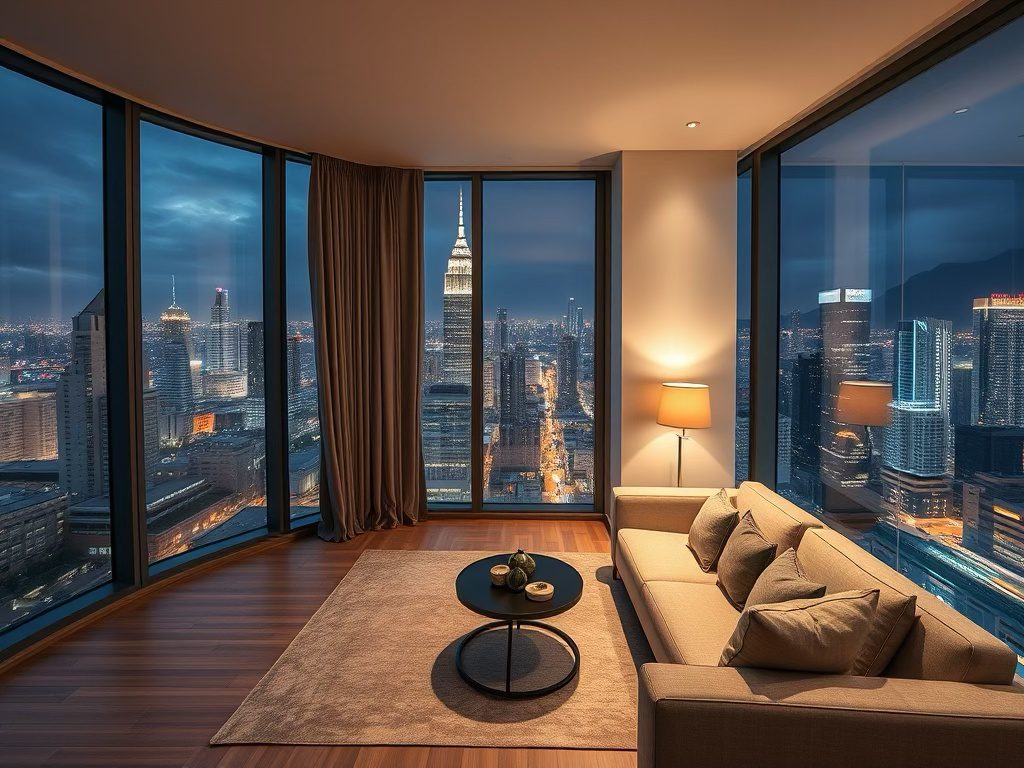 condo interior with city view