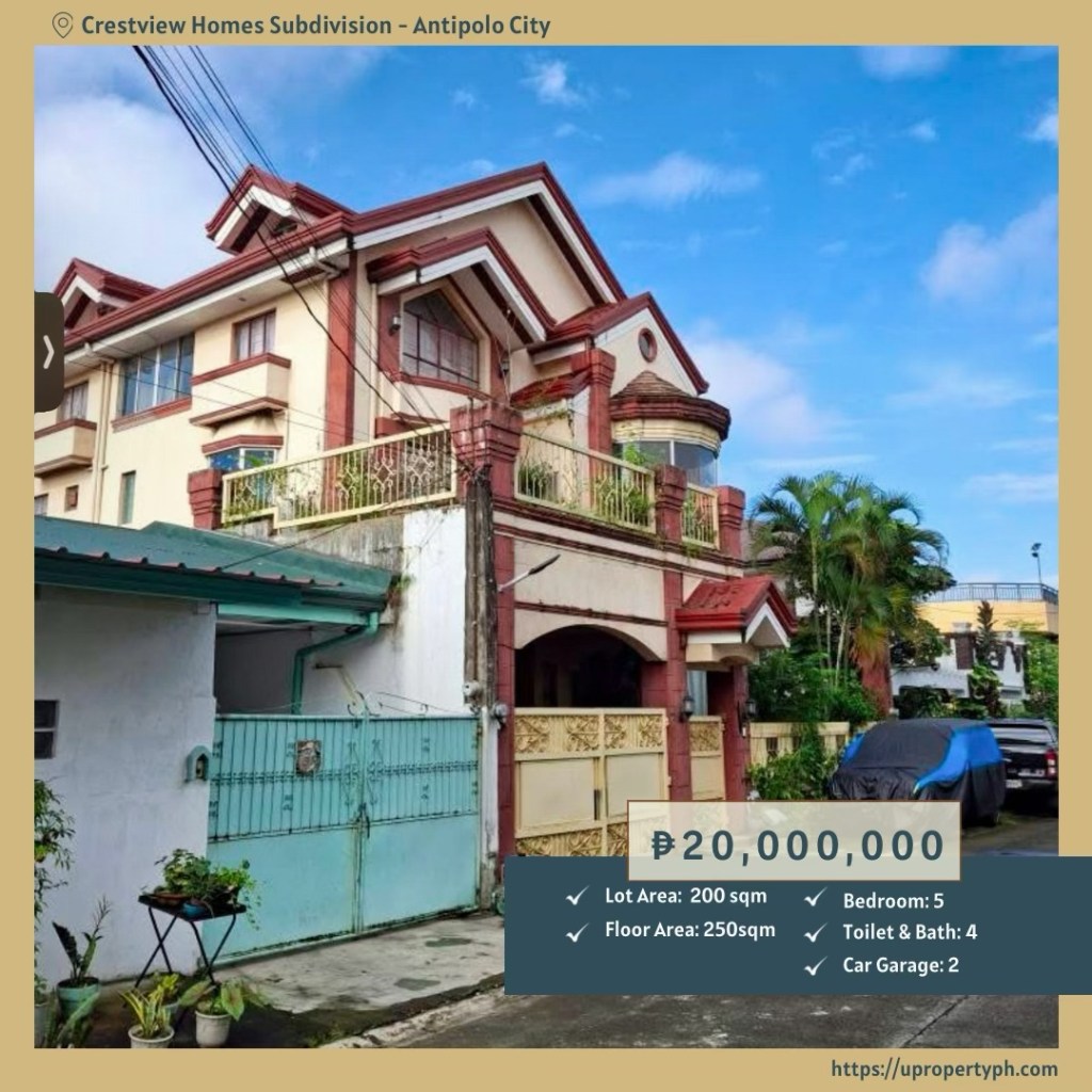 5-Bedroom House for Sale at Crestview Homes Subdivision in Cupang, Antipolo&nbsp;City