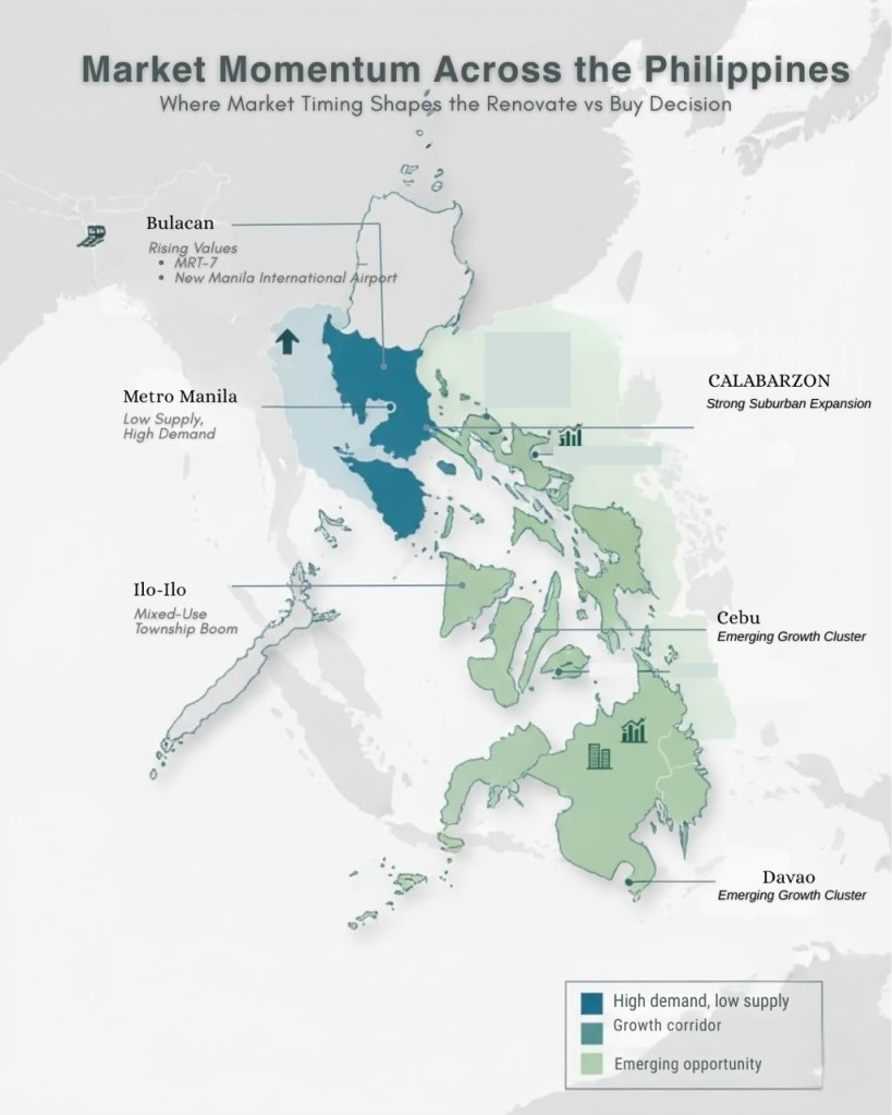A split image depicting a construction site on the left and a modern family living room on the right, highlighting the contrast between renovation and a brand new home.