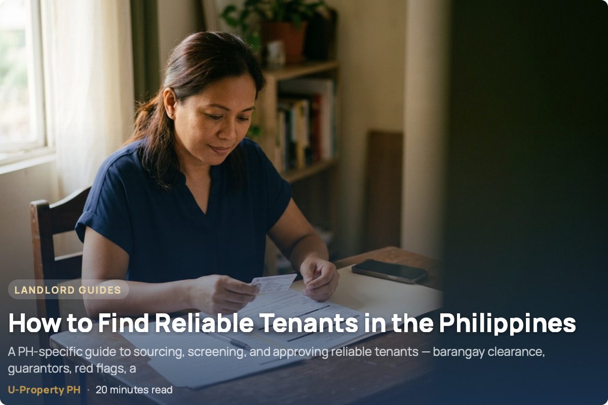How to Find Reliable Tenants in the Philippines 4 Filipino landlord reviewing a tenant's barangay clearance and government ID against a rental application form at a sunlit home desk